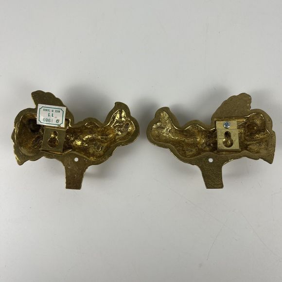 2 Angel‎ Cherub Wall Hangers Solid Brass Vtg 1989 Towel Stocking Key Hooks 3.5” - Picture 5 of 10